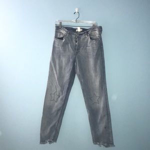 Knee stared, never worn, denim jeans